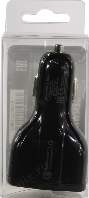 Orient <CAR QC-12V3B> Автомобильное зарядное уст-во USB (Вх. DC12-24V  Вых. DC5V/9V/12V 18W 2xUSB+USB-C)