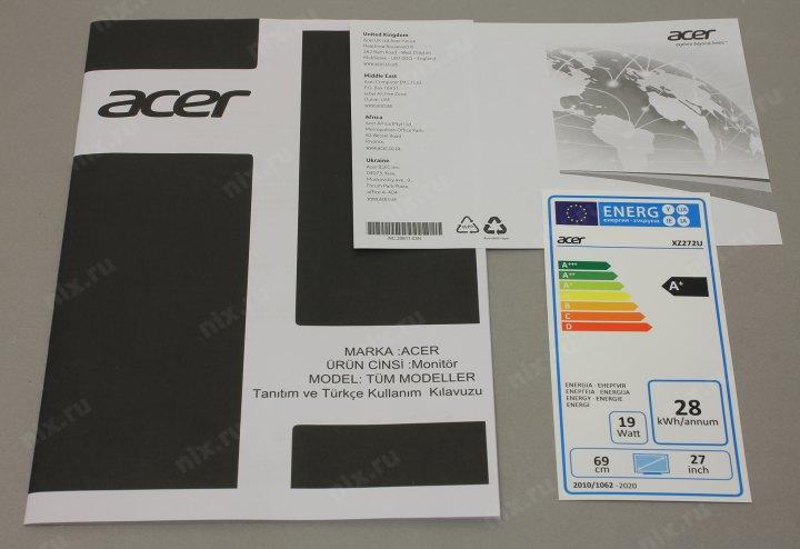 27" ЖК монитор Acer UM.HX2EE.P13 XZ272UPbmiiphx Black (Curved LCD 2560x1440 HDMI  DVI)