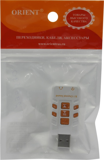 Звуковая карта Orient AU-01PLW USB адаптер  для  микрофона и  наушников