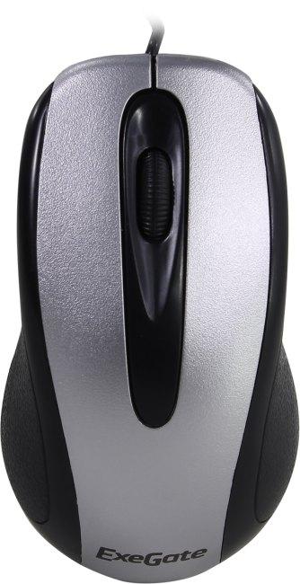 Мышь ExeGate Professional Standard SH-9026S (USB, оптическая, 1000dpi, 3D, 3 кнопки и колесо прокрутки, длина кабеля 1,35м, серебристая, Color Box)