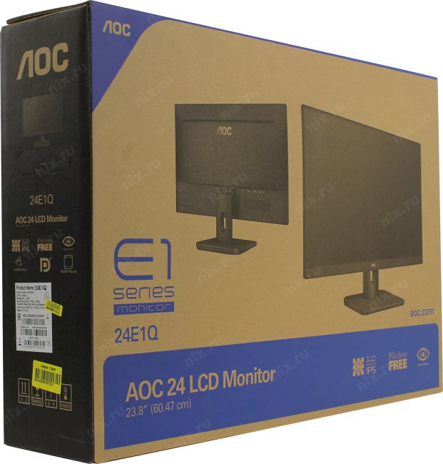 23.8" ЖК монитор AOC 24E1Q Black (LCD  1920x1080 D-Sub HDMI DP)