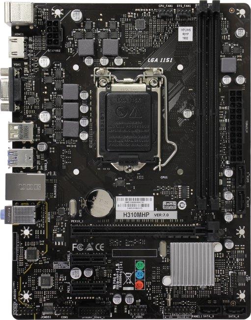 Мат. плата BioStar H310MHP (RTL) LGA1151 H310 PCI-E Dsub+HDMI  GbLAN  SATA MicroATX  2DDR4