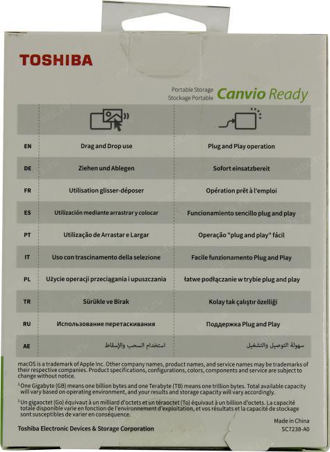 Накопитель Toshiba Canvio Ready HDTP310EK3AA Black USB3.2 2.5" HDD 1Tb  EXT (RTL)