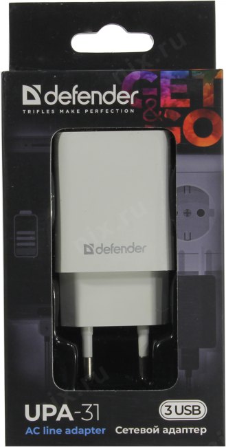 Defender UPA-31 83587 Зарядное устройство USB (Вх. AC100-240V  Вых.  DC5V 15.5W  3xUSB)