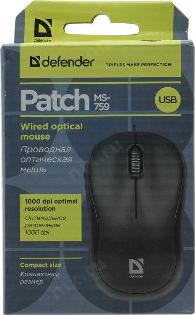 Манипулятор Defender Optical MousePatch MS-759 (RTL)  USB  3btn+Roll 52759 уменьшенная