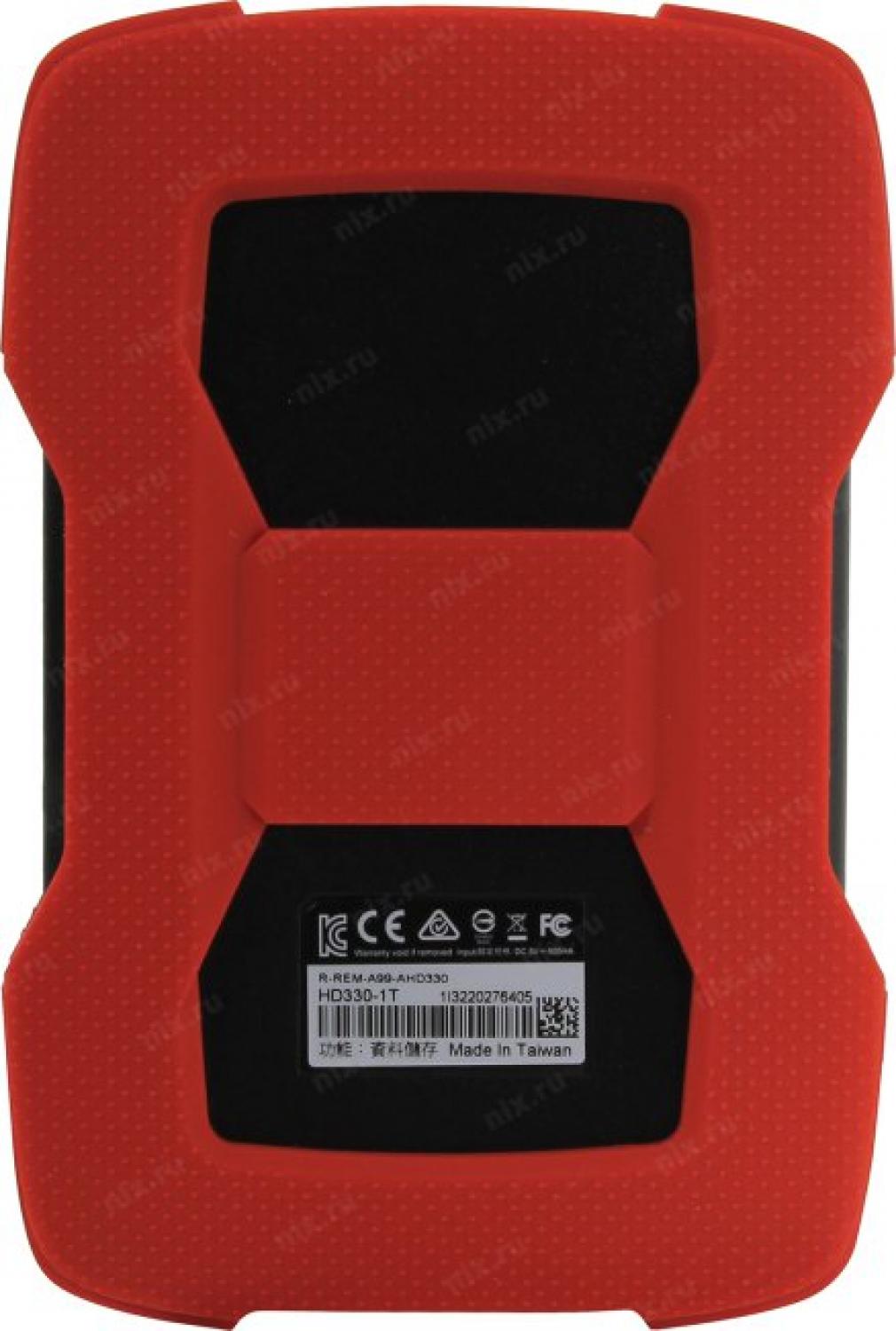 Накопитель ADATA AHD330-1TU31-CRD Durable HD330 Red USB3.1 Portable 2.5"  HDD  1Tb EXT  (RTL)