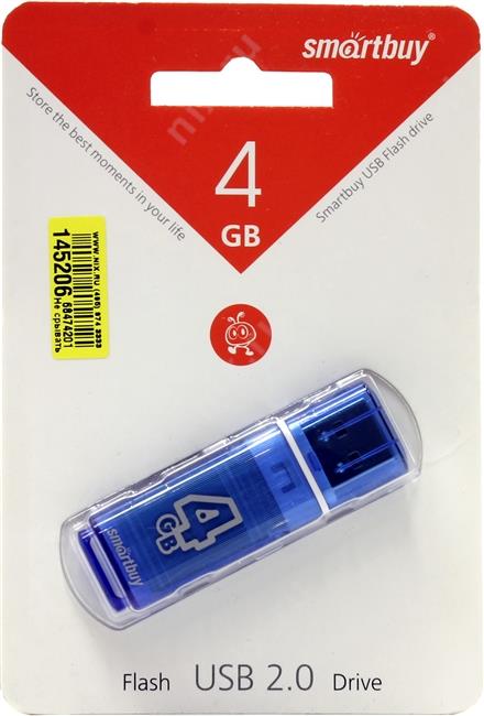 Накопитель SmartBuy Glossy SB4GBGS-B USB2.0  Flash  Drive 4Gb  (RTL)