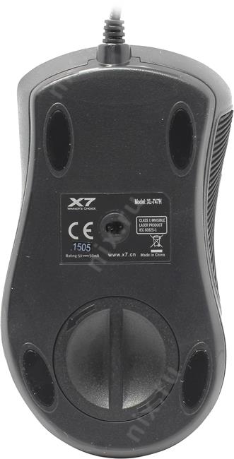 Манипулятор A4Tech Game Laser Mouse XL-747H-Blue (3600dpi)  (RTL) USB 7but+Roll