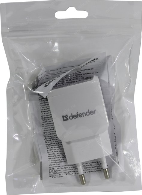Defender EPA-13 White 83841 Зарядное устройство USB (Вх. AC100-240V  Вых.  DC5V 10.5W  2xUSB)