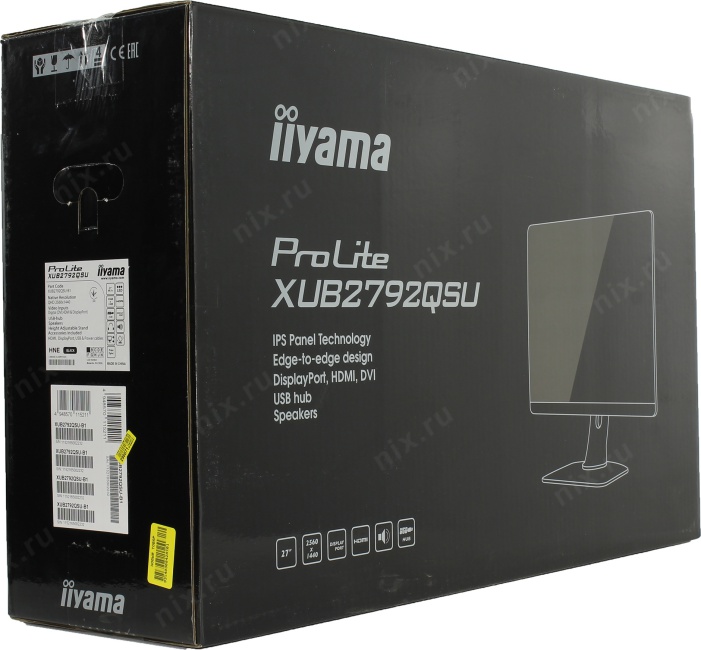 27" ЖК монитор IIYAMA ProLite XUB2792QSU-B1 Black с пов.экрана (LCD2560x1440DL DVIHDMIDPUSB3.0  Hub)