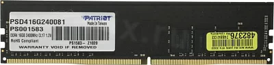 Модуль памяти Patriot Signature Line PSD416G240081 DDR4  DIMM  16Gb PC4-19200 CL17