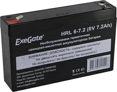 Аккумулятор Exegate HRL 6-7.2 (6V  7.2Ah)  для UPS  EX282952RUS