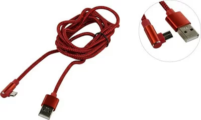 JETACCESS JA-DC25 2м Red Кабель USB 2.0 AM -> micro-B 2м  Г-образный коннектор