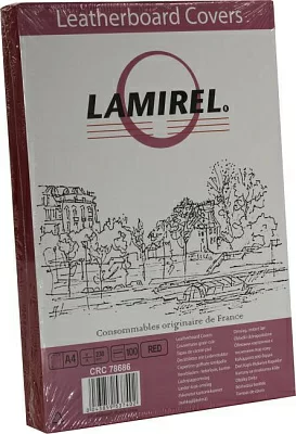 Обложки для переплёта Lamirel CRC78686 (Red картонные под кожу   A4 230г/м2  уп.100шт)