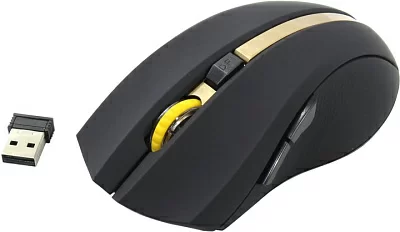 Манипулятор OKLICK Wireless Optical Mouse 495MW Black&Gold (RTL)  USB 6btn+Roll 998168