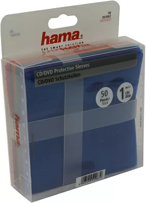 Hama 51067 Конверты для CD/DVD на 1 диск 5 цветов  полипропиленовые  уп. 50шт