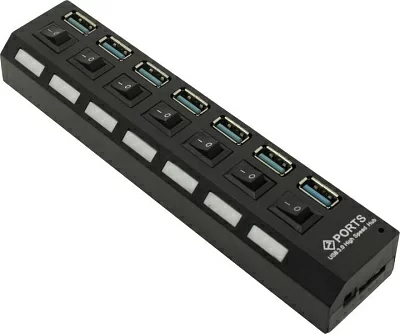 Разветвитель Smartbuy SBHA-7307-B 7-port USB3.0  Hub с выключателями