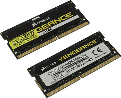 Модуль памяти Corsair Vengeance CMSX32GX4M2A2666C18 DDR4 SODIMM 32Gb KIT 2*16Gb PC4-21300 CL18 (for NoteBook)