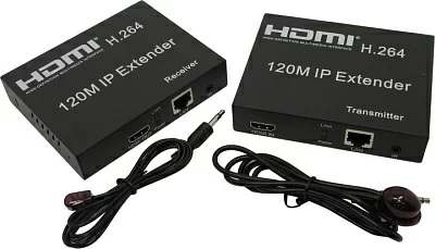 Удлинитель HDMI Extender (HDMI 19F -> RJ45 -> HDMI  19F до 120м) +б.п.