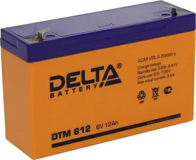 Аккумулятор Delta DTM 612 (6V 12Ah)  для UPS