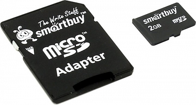 Карта памяти SmartBuy SB2GBSD-01 microSD 2Gb + microSD-->SD Adapter