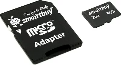 Карта памяти SmartBuy SB2GBSD-01 microSD 2Gb + microSD-->SD Adapter