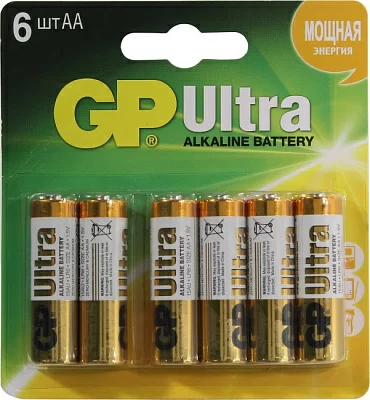 Элемент питания GP Ultra 15AU4/2-2CR6 (LR6) Size AA 1.5V щелочной  (alkaline) уп.6 шт