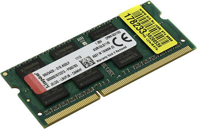 Модуль памяти Kingston ValueRAM <KVR16LS11/8(WP)> DDR3 SODIMM 8Gb  <PC3-12800>  CL11 (for NoteBook)