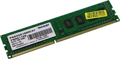 Модуль памяти Patriot <PSD34G1600L81> DDR3  DIMM  4Gb <PC3-12800> CL11