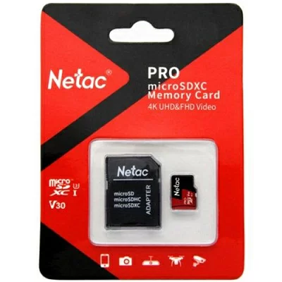 Карта памяти Netac <NT02P500PRO-512G-R> microSDXC Memory Card 512Gb A1 V30 UHS-I  U1  + microSD-->SD Adapter