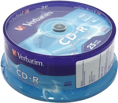 Диск CD-R Verbatim   700Mb 52x sp. уп.25 шт на шпинделе 43432