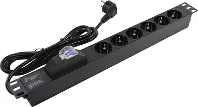 Exegate ServerPro PDU-19H610 Al-6S-EU2.5-1P EX280835RUS Блок силовых розеток 19" чёрный 1U 6 евророзеток