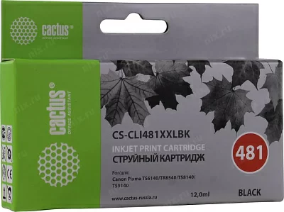 Картридж Cactus CS-CLI481XXLBK Black для  Canon Pixma  TS6140/TS8140/TS9140/TR8540