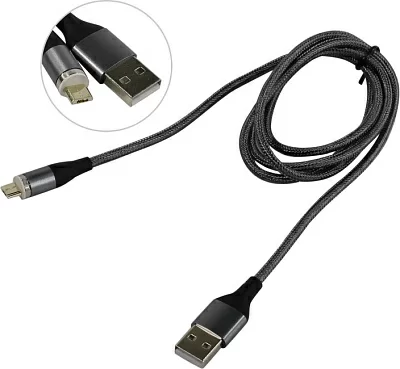 JETACCESS JA-DC28 1м Gray Кабель USB 2.0 AM-->съёмный магнитный USB  micro-B 1м