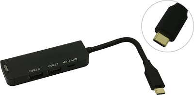 Конвертер Кабель-адаптер  USB-C(M)->HDMI(F)+USB2.0+USB3.0+microUSB