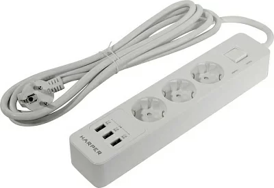 Удлинитель HARPER UCH-360 White 3м (3  розетки  + 3  USB)