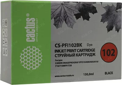 Картридж Cactus CS-PFI102BK Black для Canon  iPF510/600/605/610/710/720