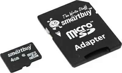 Карта памяти SmartBuy SB4GBSDCL10-01 microSDHC 4Gb Class10 +  microSD-->SD Adapter