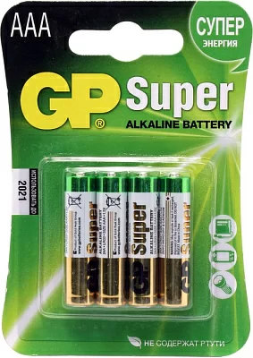 Элемент питания GP Ultra/Super 24AU/24A-4 (LR03) Size AAA щелочной (alkaline)  уп.4 шт