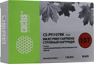 Картридж Cactus CS-PFI107BK Black для Canon  iPF670/680/685/770/780/785