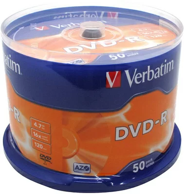 Диск DVD-R Disc Verbatim  4.7Gb  16x  уп.50 шт на  шпинделе 43548