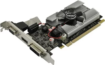 Видеокарта 1Gb PCI-E DDR3 MSI N210-1GD3/LP (RTL) D-Sub+DVI+HDMI GeForce 210