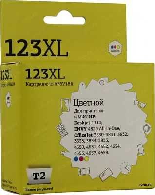 Картридж T2 ic-hF6V18A (№123XL) Color для HP DJ 1110 OJ 3830/2/3/4/5  4650/1/2/4/5/7/8