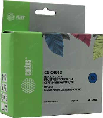 Картридж Cactus CS-C4913 (№82) Yellow для HP DesignJet 500/800C (восстановлен из  б/у)