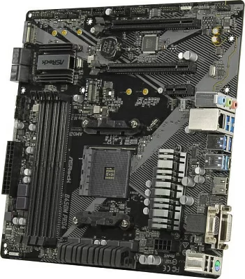 Мат. плата ASRock B450M PRO4 R2.0 (RTL) AM4 B450 2xPCI-E Dsub+DVI+HDMI GbLAN SATA RAID MicroATX 4DDR4