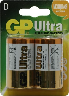 Элемент питания GP Ultra/Super 13A(U)-2 (LR20) Size "D" 1.5V щелочной  (alkaline)  уп. 2 шт