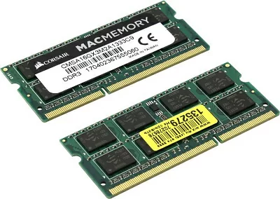 Модуль памяти Corsair Mac Memory CMSA16GX3M2A1333C9 DDR3 SODIMM 16Gb KIT2*8Gb PC3-10600 CL9 (for  NoteBook)