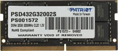 Модуль памяти Patriot Signature Line <PSD432G32002S> DDR4 SODIMM  32Gb <PC4-25600>  CL22