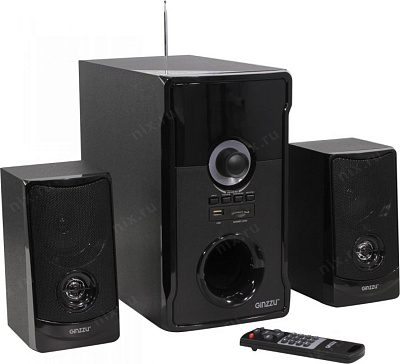 Колонки Ginzzu GM-426  (2х15W +Subwoofer 30W дерево Bluetooth USB SD  FM ПДУ)