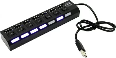 Разветвитель 5bites HB27-203PBK 7-port USB2.0 Hub  с  выключателями +  б.п.